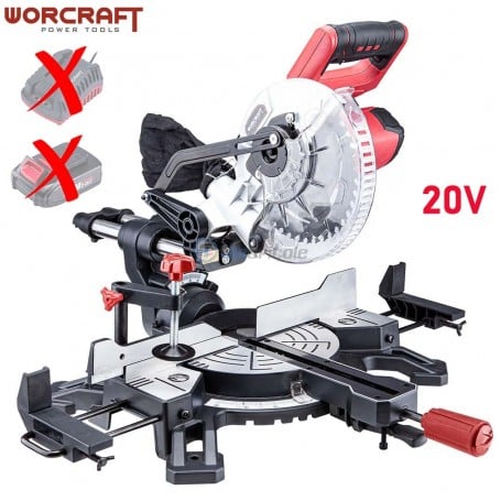 MaBricole | WORCRAFT | Scie électrique | Scie à onglets sans fil 20V sans batterie sans chargeur avec guide laser WORCRAFT | CMS-S20LI
