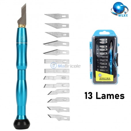 Ensemble de 13 lames de coupe, porte lames en aluminium avec coffret WLXY | WL-9314AB | Outils de découpe | MaBricole Algérie