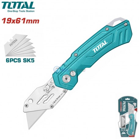 Cutteur Pliant 180mm avec 6 lames 19*61mm TOTAL | THT5136288 | Outils de découpe | MaBricole Algérie