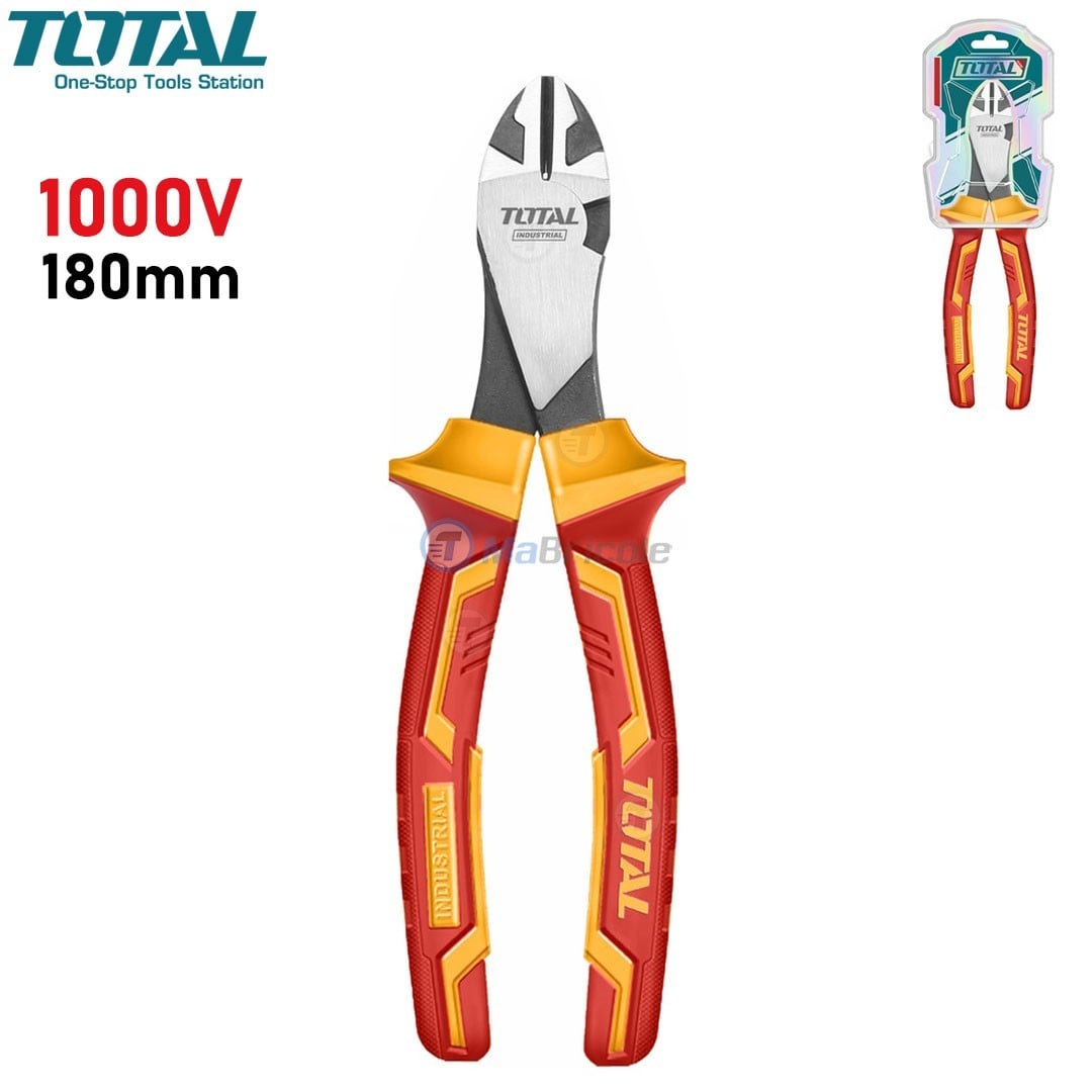 S&R Pince Coupante Électricien Isolée VDE 180mm - Coupe Fil Cuivre Et Aluminium Jusqu'à 1000V