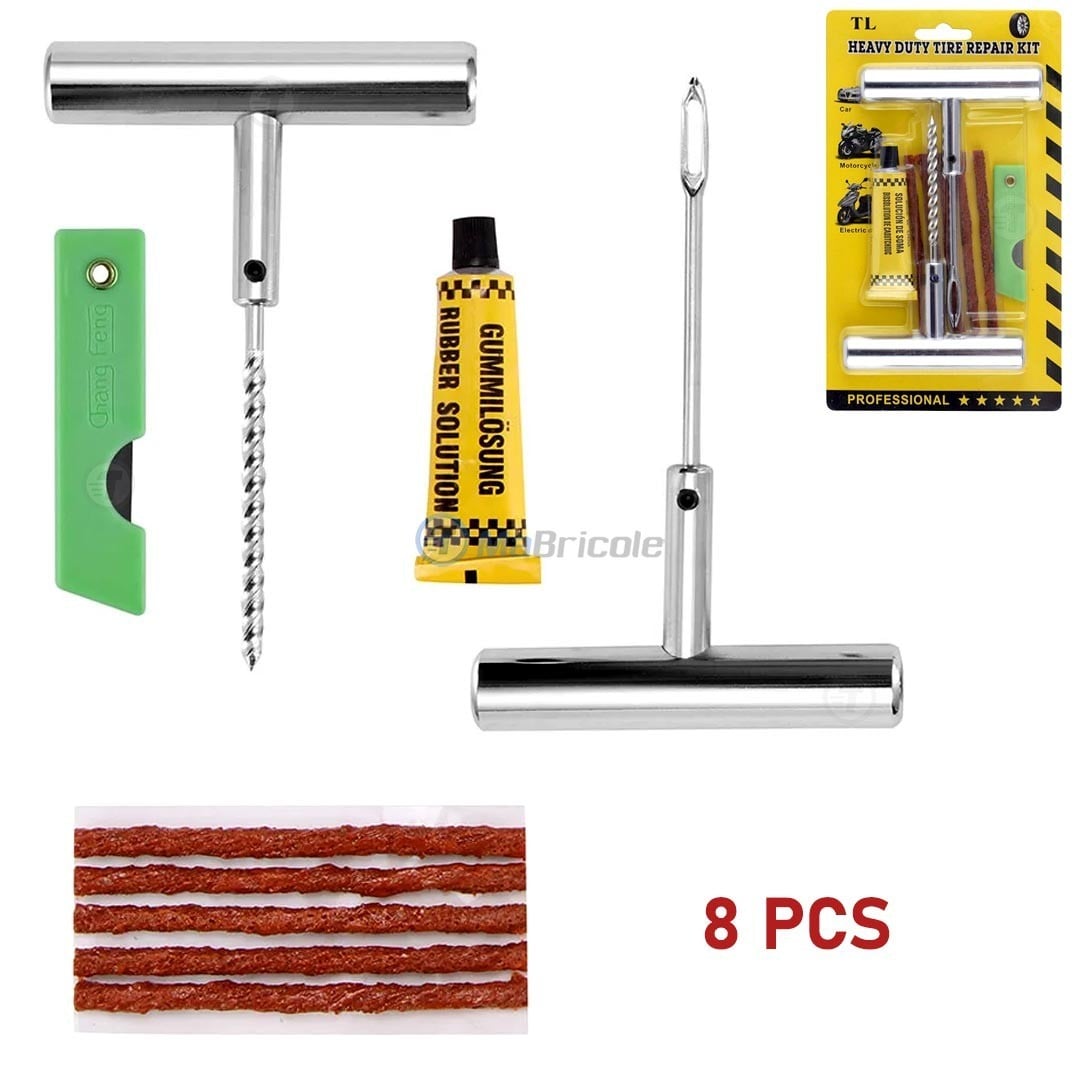 Kit Réparation Pneus ZERINT - 26 Pièces Pour Voiture, Moto, VTT - Réparation Urgence Crevaison