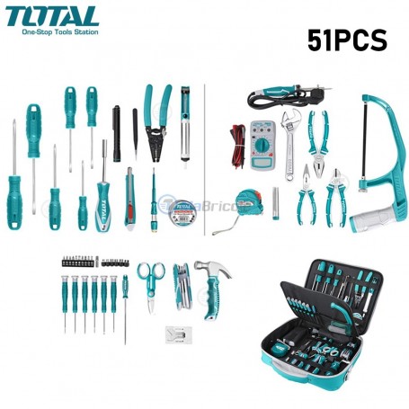 Ensemble d'outils de Télécom 51 PCS avec pochette TOTAL | TKTTSK0512 | Coffret multi-outils | MaBricole Algérie