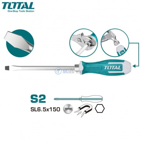 Tournevis plat traversant SL6,5x150mm TOTAL | THGS61506 | Tournevis | MaBricole Algérie