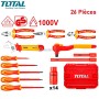 Ensemble d'outils à main et douilles isolés 1000V 26Pcs avec valise TOTAL | THKITH2601 | Coffret multi-outils | MaBricole Algérie