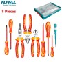 Ensemble d'outils à main isolés 1000V 9Pcs avec valise TOTAL | THKTV02H091 | Coffret multi-outils | MaBricole Algérie