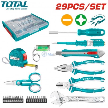 Ensemble d'outils à main 29Pcs avec valise TOTAL | THKTV02H291 | Coffret multi-outils | MaBricole Algérie