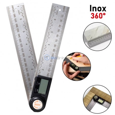 MaBricole | | Mesure et contrôle | Equerre rapporteur d'angle numérique 360° 400mm AM10 en inox | AM10