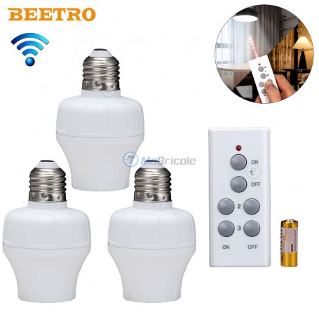 3 PCS Douille pour lampe avec télécommande E27 BEETRO | Empoule, lampe led et spots | MaBricole Algérie