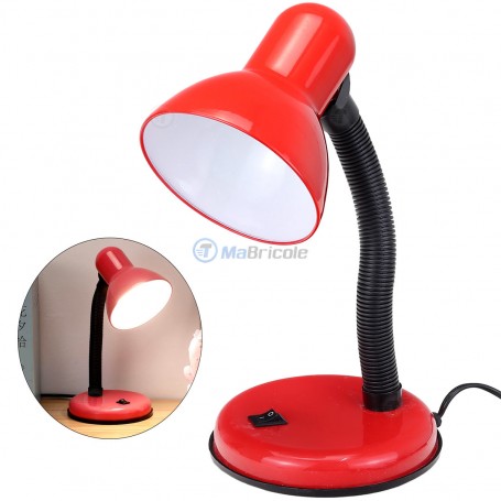 Lampe de bureau filaire Rouge, douille E27 avec interrupteur multipostions | 203-3489-1 | Empoule, lampe led et spots | MaBricole Algérie