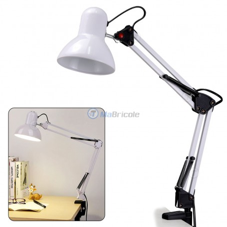 Lampe de bureau filaire mécanique avec pince de fixation, douille E27 avec interrupteur | Empoule, lampe led et spots | MaBricole Algérie