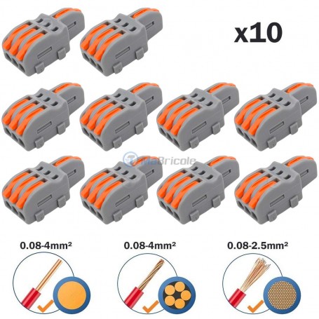 Lots de 10 Pcs Connecteurs électrique rapide 1*3pins 32A 0,08-4mm² (AWG28-12) OZTURK | Accessoires d'électricité | MaBricole Algérie