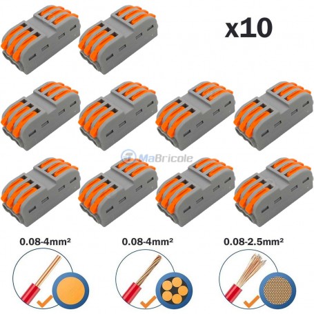 Lots de 10 Pcs Connecteurs électrique rapide 3*3pins 32A 0,08-4mm² (AWG28-12) OZTURK | Accessoires d'électricité | MaBricole Algérie