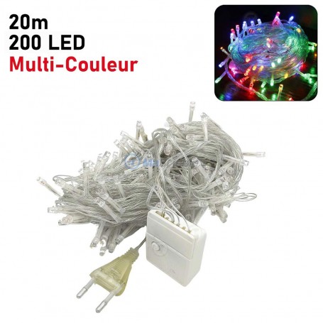 Jeux de lumières décoratives Transparent 200 LED 20m Lumière multi-couleur | Empoule, lampe led et spots | MaBricole Algérie