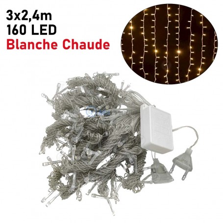 Jeux de lumières décoratives Rideau Transparent 160 LED 3*2,4m Lumière Blanche chaude | Empoule, lampe led et spots | MaBricole Algérie