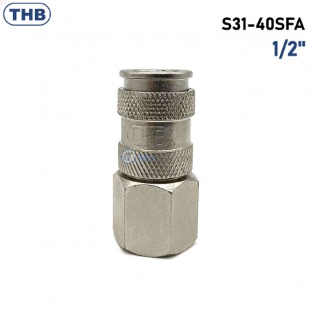 Coupleur Rapide D'Air S31-40SFA , Raccord pneumatique universel Filetage femelle 1/2" PT 20Bar THB | S31-40SFA | Pour outillage à air comprimé | MaBricole Algérie