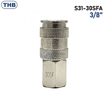 Coupleur Rapide D'Air S31-30SFA , Raccord pneumatique universel Filetage femelle 3/8" PT 20Bar THB | S31-30SFA | Pour outillage à air comprimé | MaBricole Algérie