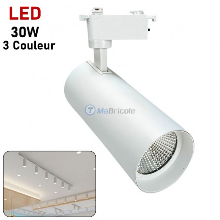 Projecteur Suspendu sur rail LED 30W 3 couleur Model BLANC | ASR30W-3C-B | Empoule, lampe led et spots | MaBricole Algérie