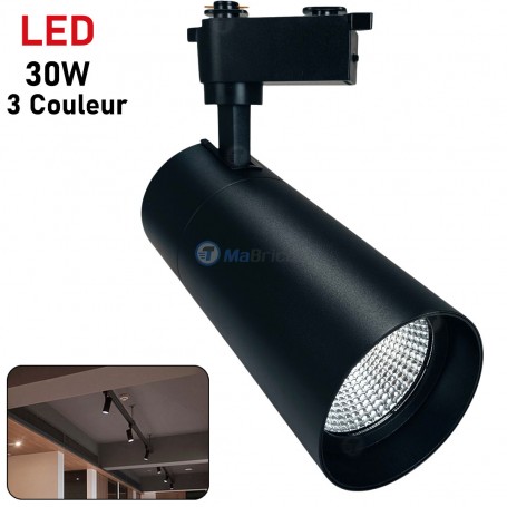 Projecteur Suspendu sur rail LED 30W 3 couleur Model NOIR | ASR30W-3C-N | Empoule, lampe led et spots | MaBricole Algérie