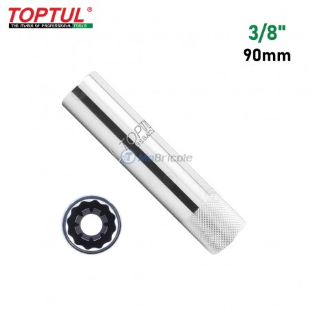 Douille pour bougies d’allumage 14mm 3/8" 90mm TOPTUL | Clé et douille | MaBricole Algérie