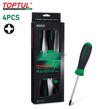 Lot de 4 tournevis cruciformes super grip PH0-PH3 TOPTUL | Tournevis | MaBricole Algérie