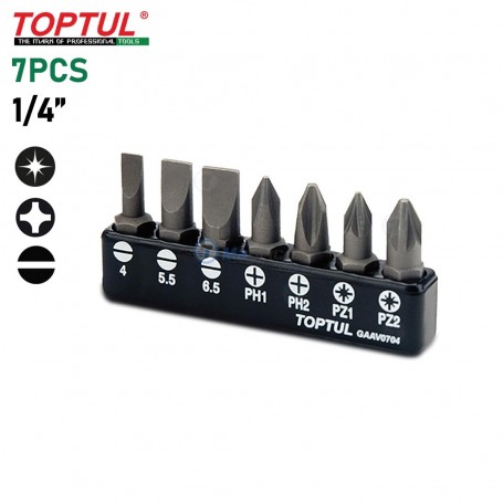 مجموعة من 7 رؤوس مفكات براغي 1/4" (H) من توبتول | لمفكات البراغي و المثقاب | مابريكول الجزائر