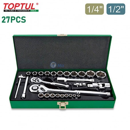 MaBricole | TOPTUL | Clé et douille | Jeu de 27 douilles 1/4" et 1/2" DR. TOPTUL | GCAD2802