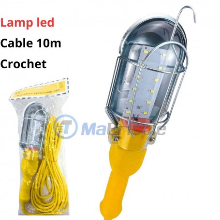 Baladeuse LED, lampe de travail LED cable 10m avec crochet | Lampe portative | MaBricole Algérie