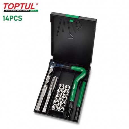 MaBricole | TOPTUL | Clé et douille | Kit de réparation d'insert de bobine fileté professionnel 14 pièces (M12x1,75) TOPTUL | JGEW1401