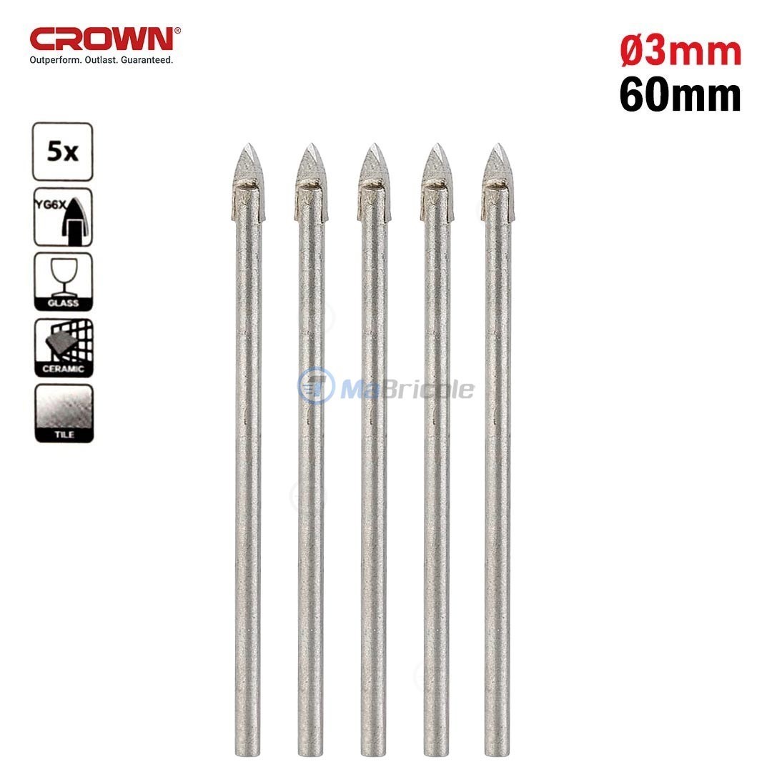 Jeu De 7 Forets Pour Carrelage Et Verre - Diamètres 3 à 12 Mm - Alliage Oxyde Noir - Neuf
