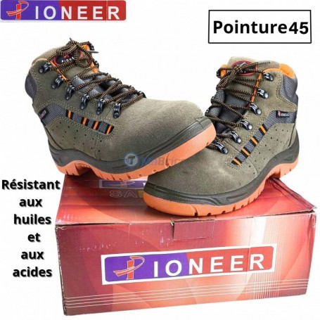 Bottes de travail avec Nez en acier antichoc, Résistant à l'huile et aux acides pointure 45 PIONEER | Protection des pieds | MaBricole Algérie