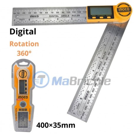 Rapporteur d'angle numirique 400×35mm , 360° cadenas solide Fonction de maintien Lecture inversée , INGCO |HDAR20701 | Outils de mesure | MaBricole Algérie