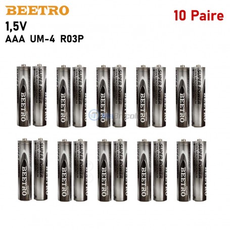 10 Paire de Piles 1,5V AAA UM-4 R03P BEETRO | Batteries et chargeur | MaBricole Algérie