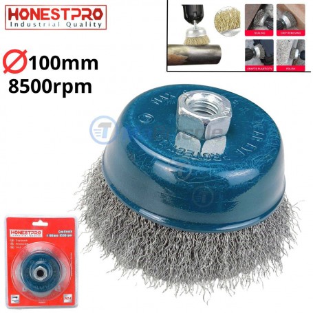 Brosse à godets Couleur GRIS ∅100mm 8500rpm HENESTPRO| YAG0503 | Pour meuleuse | MaBricole Algérie