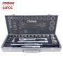 Coffret 24 Pcs clique et douilles 1/2" 6 PT 10-32 mm au Chrome Vanadium (Cr-V) avec valise métallique CROWN | CPHSW-XA24 | Clé et douille | MaBricole Algérie