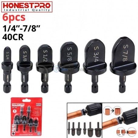 Foret à sertir 6pcs 1/4”-7/8” , 40cr material, 45-52 Dureté noir HONESTPRO|YAP0191 | Pour perceuse et visseuse | MaBricole Algérie