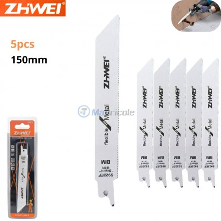 Jeu 5pcs Lame de scie sabre pour métal 150mm ZHWEI | S922EF | Pour scie électrique | MaBricole Algérie