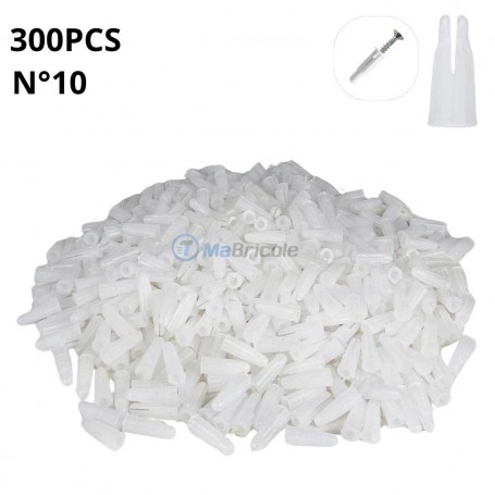 300 chevilles en plastique pour installer des vis dans le mur numéro 10 de couleur blanc | CPB-BLANC-300 | Fixation | MaBricole Algérie