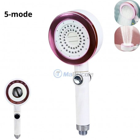 Douchette portable à haute pression avec 5 modes ∅19 mm 114 × 280 mm avec régulateur de débit et filtre | RDP-5M-ROSE | Plomberie et chauffage | MaBricole Algérie