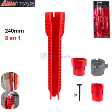 MaBricole | | Clé et douille | Clé à tube multifonction 8 en 1, plomberie pour le salle de bain et la cuisine 140 mm antidérapant AIBOTOOLS