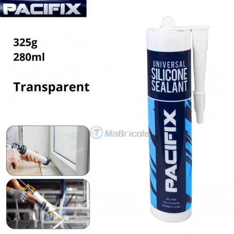 Silicone transparent 280ml 325g Résistant à la moisissure Flexible de manière permanente PACIFIX | Fixation | MaBricole Algérie