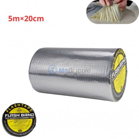 Flash bande, ruban auto-adhésif étanche en aluminium Imperméable à l'eau 5 m × 20 cm | Fixation | MaBricole Algérie