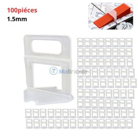 MaBricole | | Autre accessoires | Système de nivellement de Faïence et carrelage, niveleur épaisseur 1.5mm 100 Pcs 220 g transparent EURLMAYA | TDN415