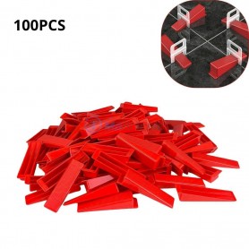 دعامات بلاستيكية قابل لإعادة الاستخدام 100 قطعة 420 غرام لنظام تسوية الخزف والبلاط باللون الاحمر