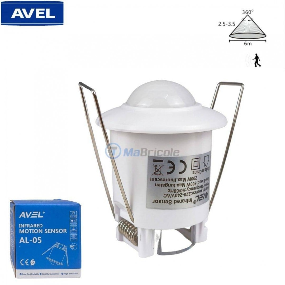 Capteur De Mouvement Infrarouge 180V-240V - Détecteur Pour Ampoule LED - Installation Facile