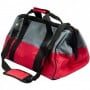 Sac à outils en nylon rouge et gris avec plusieurs poignées et une bandoulière ajustable.