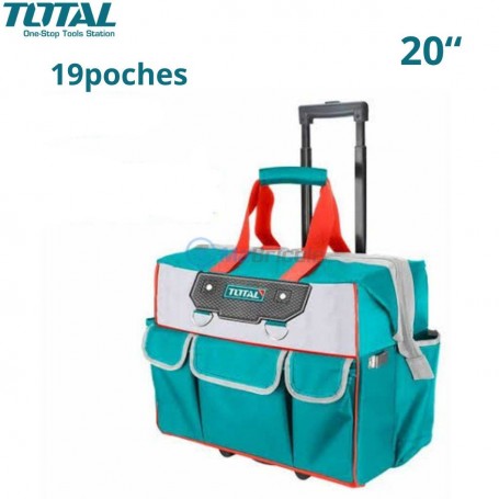 Sac à outils rigide roulant 20“ 19 poches charge maximale 20kg TOTAL | THRRTB2012 | Sac porte-outils | MaBricole Algérie