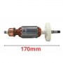 Induit ou rotor de meuleuse d'angle de 170 mm avec bobinages en cuivre et engrenage en plastique blanc.