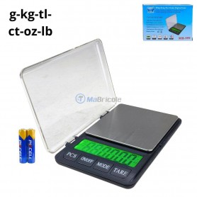 ميزان إلكتروني للمجوهرات عالي الدقة 0.1 غرام (كجم، مل، تولة، جرام، أوقية، قيراط، رطل، تولا) أقصى وزن 3كيلوغرام