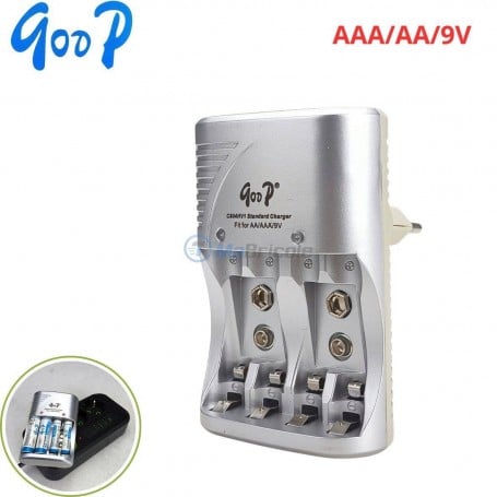 شاحن بطاريات قابلة للشحن 5 وات بـ 6 مواضع متوافق مع AAA/AA/9V غووب