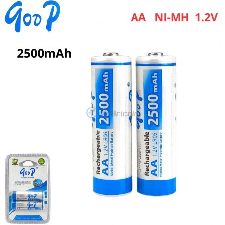 2Pile rechargeable 1.2V 2500mAh AA NI-MH GOOP | Batteries et chargeur | MaBricole Algérie